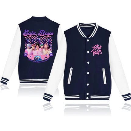 New Anime Kpop Demon Hunters Saja Boys Baseball Jacket Sweatshirt Winter Popular Soft Hip Hop Jersey for Women Men
