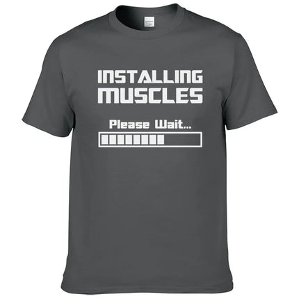 Summer New Tshirts Installing Muscles Please Wait Loading Bar Funny Print T Shirt Men Women  Cotton Short Sleeve Cool Tees #310