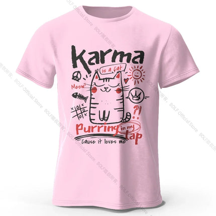 Unisex Japanese Cat T-Shirt 100% Organic Cotton Relaxed Fit Hand-painted Kitten Graphic Tee for Adults Kawaii Style