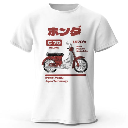 Japanese Retro Motorcycle Print 100% Cotton T-Shirt, Soft & Breathable Round Neck Short Sleeve Tee, Unisex Vintage Style