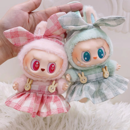 Labubu 15cm/17cm Doll Clothing Sitting Party Strawberry Tank Top Skirt Paired With Princess White Shoes Princess Baby Clothes