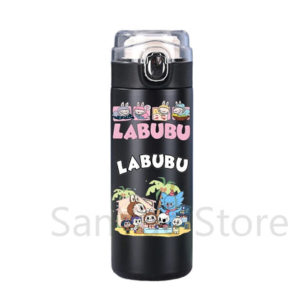 400Ml Water Bottle Cartoon Printed Thermos Cup Pocket Stainless Steel Thermal Coffee Mug Vacuum Insulated Flask Cup Kid Gift