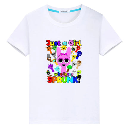 Sprunki print t shirt for kids boy 10year 100%Cotton Cute Tees Sprunki anime Short  Tops pride tshirt y2k one piece girl clothes