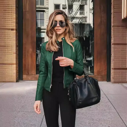 Fashionable Women's PU Leather Suit Jacket New Arrival Autumn Winter Small Outerwear Stylish EBay Style Wish Product