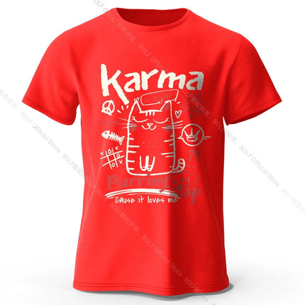 Unisex Japanese Cat T-Shirt 100% Organic Cotton Relaxed Fit Hand-painted Kitten Graphic Tee for Adults Kawaii Style