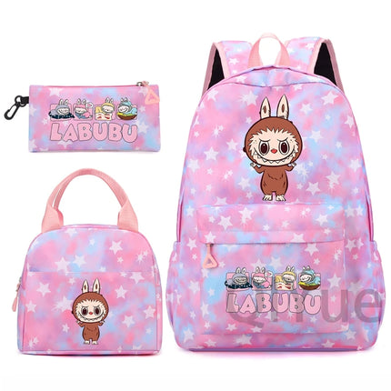 3Pcs/set Backpack for Girl School Teen Student Knapsack Women Rucksack with Lunch Bags Pencil Bag Fish Scale Style Bags