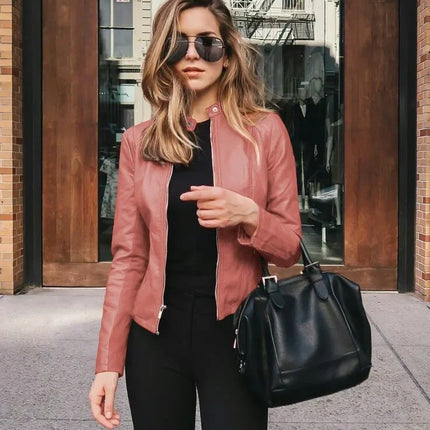 Fashionable Women's PU Leather Suit Jacket New Arrival Autumn Winter Small Outerwear Stylish EBay Style Wish Product