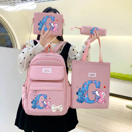 4pcs Disney Stitch Backpack Pencil Case Handbag Set Cartoon High-capacity Stationery Books Storage Schoolbag Fashion Backpacks