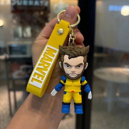 Marvel Avengers Deadpool and Wolverine Keychain PVC Doll Pendant Children's Toy Birthday Gift Couple Keychain