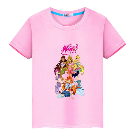 Winx Club print t shirt for kids boy 10year Cartoon 100%Cotton Short anime Tees Tops pride tshirt y2k one piece girls clothes