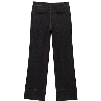 Casual Chic Women Cowboy Suit Slim fit Breasted Shirt Jackets Long Pants Fashion 2025 Spring Denim Suits