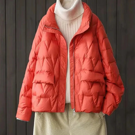 2024 New Ultra Light Down Jacket Women Spring Autumn Stand Collar Feather Puffer Coat 90% White Duck Down Parkas Solid Outerwear