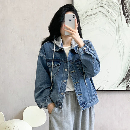 Denim Jacket Women 2024 Autumn Winter New Fashionable Blue Jeans Jackets Hooded Jacket Women Streetwear Coat Women Hot Sale