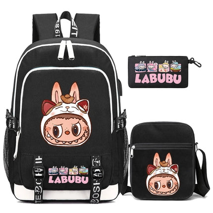 3Pcs/set Cute Backpack Shoulder Bag Pencil Case Boy Girl Teen Student Backpack Schoolbag Women Large Capacity Travel Bag Mochila