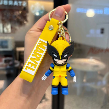 Marvel Avengers Deadpool and Wolverine Keychain PVC Doll Pendant Children's Toy Birthday Gift Couple Keychain