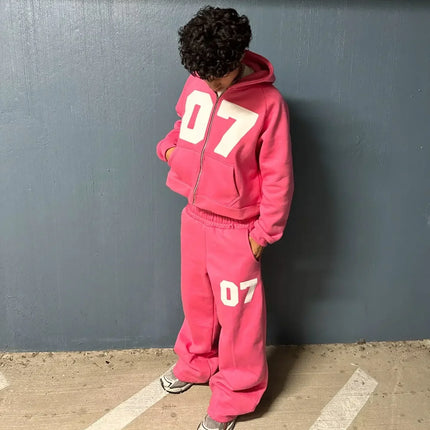 Y2k zipper cardigan fashion 07even hoodies women and men street casual sweatpants set sweatshirts tracksuit men clothing