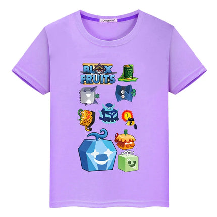 New Game Blox Fruits Short Tops 100%Cotton t shirt for kids boy 10years anime Tees pride tshirt y2k one piece kids clothes girls