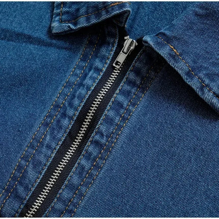 Casual Women's Polo Collar Denim Jacket Loose Long Sleeve Zipper Female Pullovers 2025 Spring Lady Fashion All-match Outwear