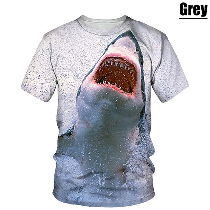 Unisex Fashion 3d Print T-shirt Cool Cartoon Shark Short Sleeve Tees Tops
