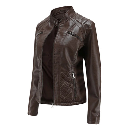 Faux Leather Jacket Women 2025 Spring Autumn Coat Moto Biker Zipper Jacket Woman Outerwears Black Brown Red Pink Coffee XS XXL