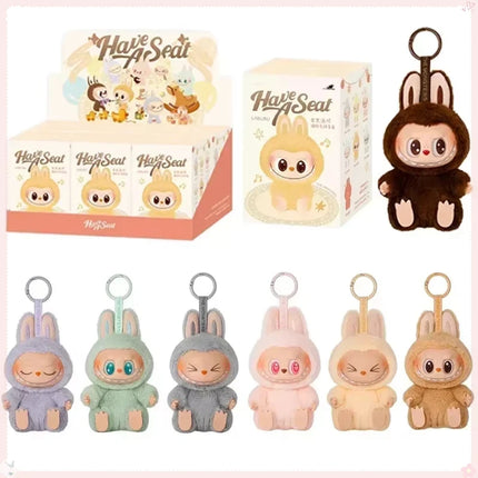New Labubu Blind Box Have A Seat Series BIG INTO ENERGY Flocking Model Toy  Kawaii Monster 3rd Keychain  Decorations Gift