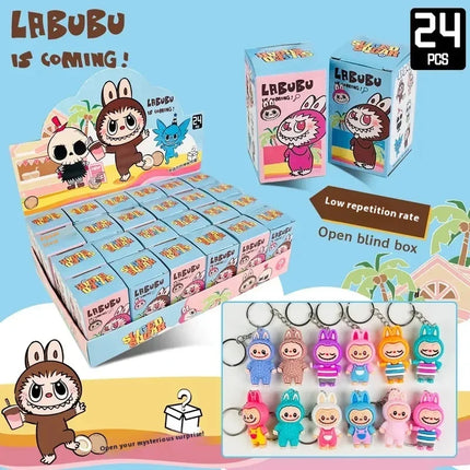 Rabu Blind Box Keychain 12/24pcs Kawai Rabu Cartoon Characters Mysterious Box Room Decorations Girl Toy Shoolbag Pendant Gift