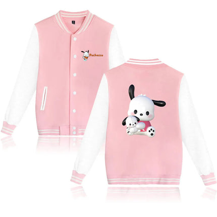 Pochacco Bomber Jacket Women Men Autumn Baseball Jacket Coat Cartoon Kid Streetwear Harajuku Bomber College Jacket