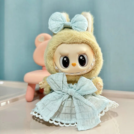Labubu 15cm/17cm Doll Clothing Sitting Party Strawberry Tank Top Skirt Paired With Princess White Shoes Princess Baby Clothes
