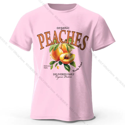 Lightweight Yellow Peach Graphic Tee 100% Cotton - Delicate Watercolor Style Breathable & Trendy Summer Top