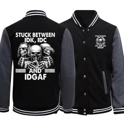 Trendy Skull Print Men Jackets Preppy Style Baseball Uniforms Casual S-5Xl High Street Preppy Style High Street Clothing