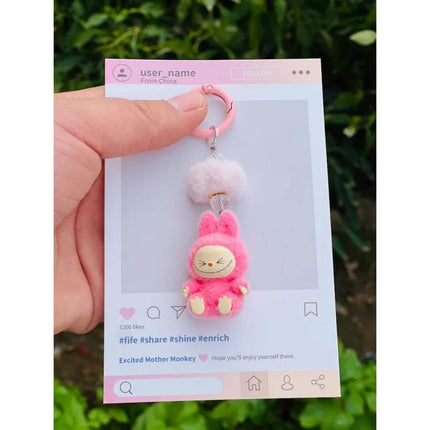 New Mini Standing and sitting postures Monster Car Keychain Flocking doll Bag Cell Phone Charm Pendant Backpack Decoration Gift