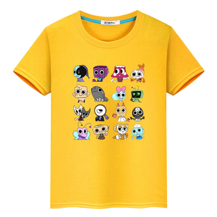 Dandys World print t shirt for kids boy 10year 100%Cotton Tees y2k one piece anime Short pride tshirt Cartoon Tops girls clothes