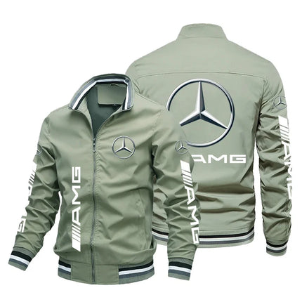 Men's Mercedes-Benz Jacket Luxury Car Logo Print Motorcycle Jacket Oversized Sport Racing Team Jacket Mercedes-Benz Men Clothing