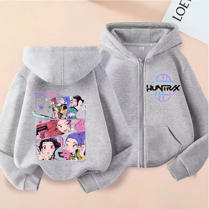 Y2k  Zip Up Sweatshirts Kpop Demon Hunters Hoodie Coat Children Clothes Kid Girl Boy Sweatshirt Zipper Hoody Baby Casual Top