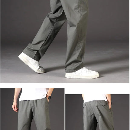 Spring Autumn Mens Cargo Pants Casual Sweatpants Relaxed Fit Cotton Pants American Style Large Size Sports Outdoor Pants