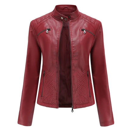 Faux Leather Jacket Women 2025 Spring Autumn Coat Moto Biker Zipper Jacket Woman Outerwears Black Brown Red Pink Coffee XS XXL