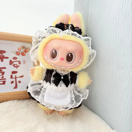 Labubu 15cm/17cm Doll Clothing Sitting Party Strawberry Tank Top Skirt Paired With Princess White Shoes Princess Baby Clothes