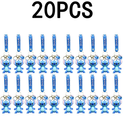 5Set 20PCS Wholesale Stitch Disney Keychain Figure Toy Cute Supple Cartoon Character Toy Keychain Pendant Fan Kid Birthday Gifts