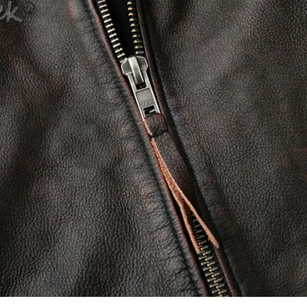 Tcyeek Genuine Leather Jacket for Men Top Layer Cowhide Coats Spring Autumn Vintage Leather Coat Mens Jackets Jaqueta Masculina