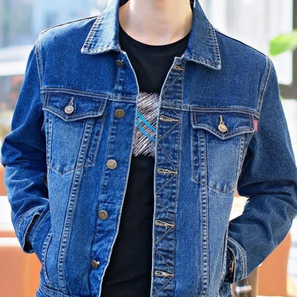 Men's Denim Jacket Short Casual Slim Black Male Jean Coats Button New in High Quality Trendy Cheap Price Stylish Low Cost Size L