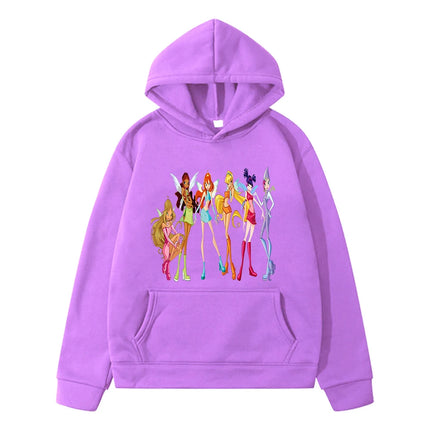 Winx print anime hoodie Fleece Sweatshirt Pullover y2k sudadera jacket Winx hoodies kids clothes girls boys clothing girl outfit