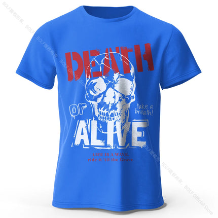 Men's Death or Alive Printed T-Shirt 100% Cotton Oversized Street Graphic Tees for Men Women Summer Tops