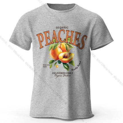 Lightweight Yellow Peach Graphic Tee 100% Cotton - Delicate Watercolor Style Breathable & Trendy Summer Top
