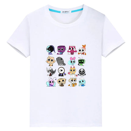 Dandys World print t shirt for kids boy 10year 100%Cotton Tees y2k one piece anime Short pride tshirt Cartoon Tops girls clothes