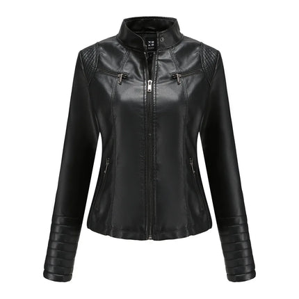 2025 Women's Leather Jacket Spring Autumn Thin Motorcycle Suit European Size Leather Jacket Short Fashion Women's Jacket