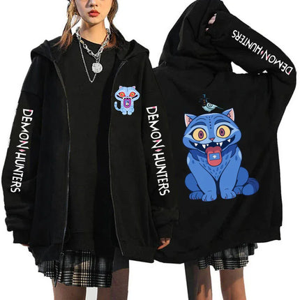 Hot Movie Kpop Demon Hunters Saja Boys Tigers Zip Up Hoodies Women Men Funny Zipper Sweatshirts Y2k Clothes Mange Vintage Hoody