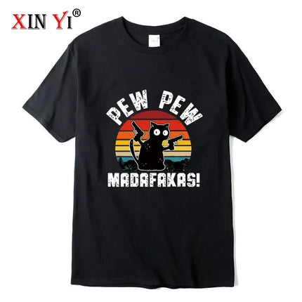 Summer Casual Men's High Quality T-shirt 100% Cotton Cool Funny Cat Printed T-shirt Casual O-neck Loose for Men T Shirt Tees Top