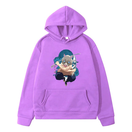 Cartoon Anime Inosuke Hashibira - Kimetsu No Yaiba Hoodie Sweatshirts Casual Children's Clothing for Boys Cut Kids Clothes Girls