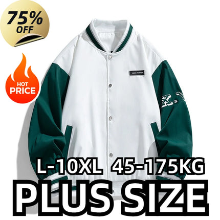 Plus Size Baseball Jacket Men Fashion Casual Patchwork Jacket Coat Male Varsity Jacket Coat Big Size 7XL 8XL 9XL10XL