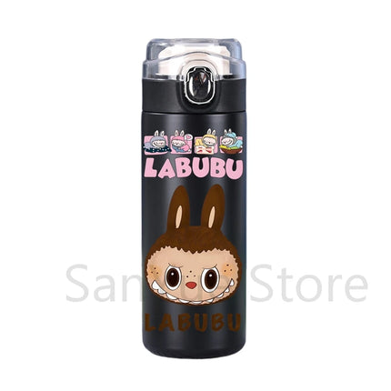 400Ml Water Bottle Cartoon Printed Thermos Cup Pocket Stainless Steel Thermal Coffee Mug Vacuum Insulated Flask Cup Kid Gift